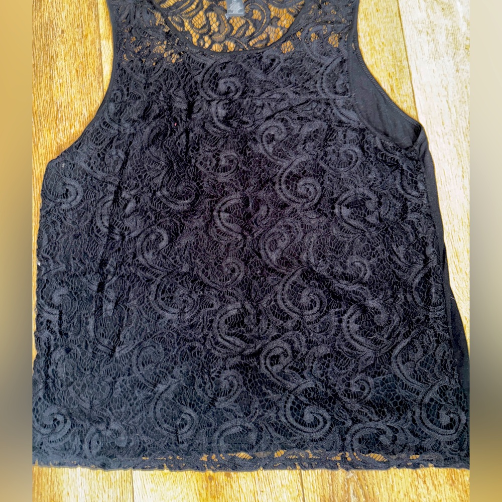 Vince Camaro black stretch lace top